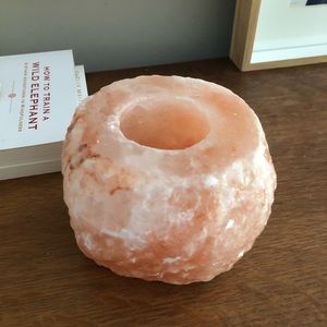 Urban Outfittters pink salt candle holder